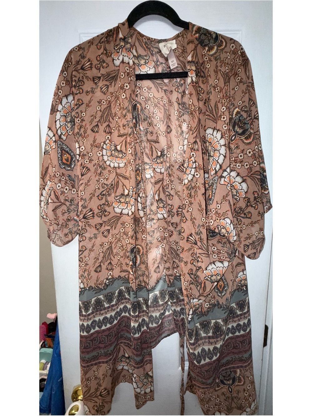 Floral Pink Boho Kimono Cardigan